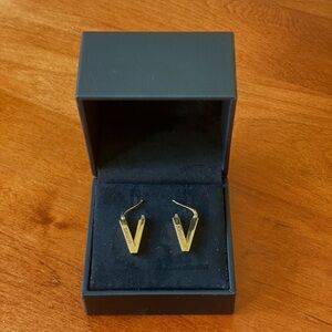 Chic Gold Versace Triangle Logo-Detail Earrings